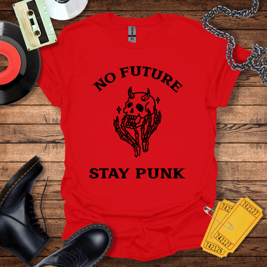 No Future Stay Punk Skull T-Shirt