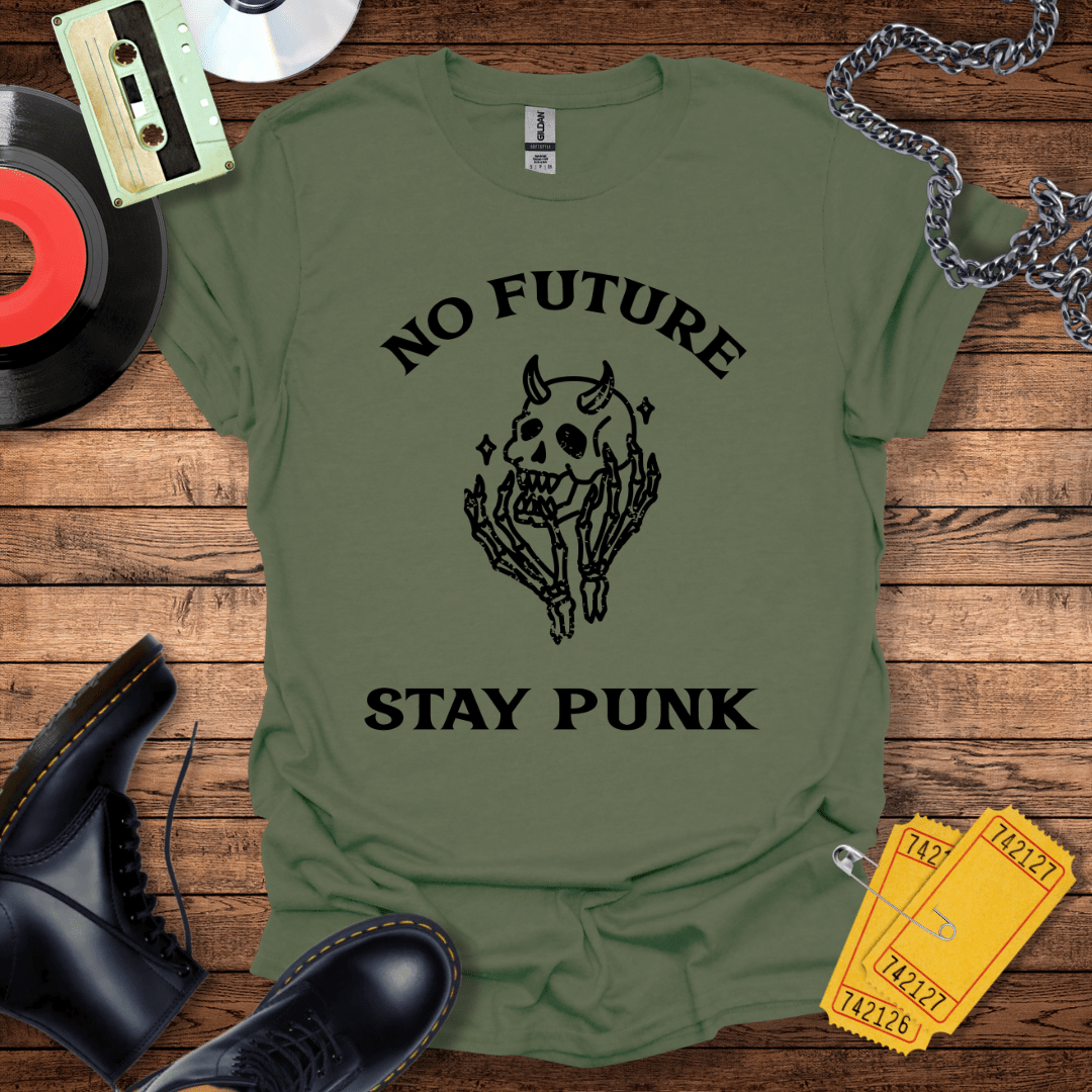 No Future Stay Punk Skull T-Shirt